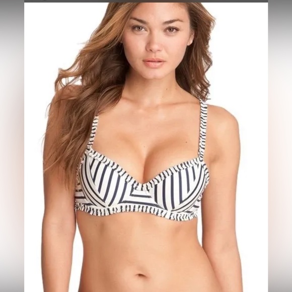 Tory Burch sail navy striped bikini top size XS NWOT - Picture 2 of 8